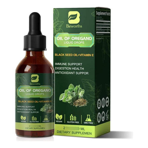Aceite De Orégano Y Semilla Negra Con Vitamina E Suplemento Para Apoyo Inmunológico Y Digestivo