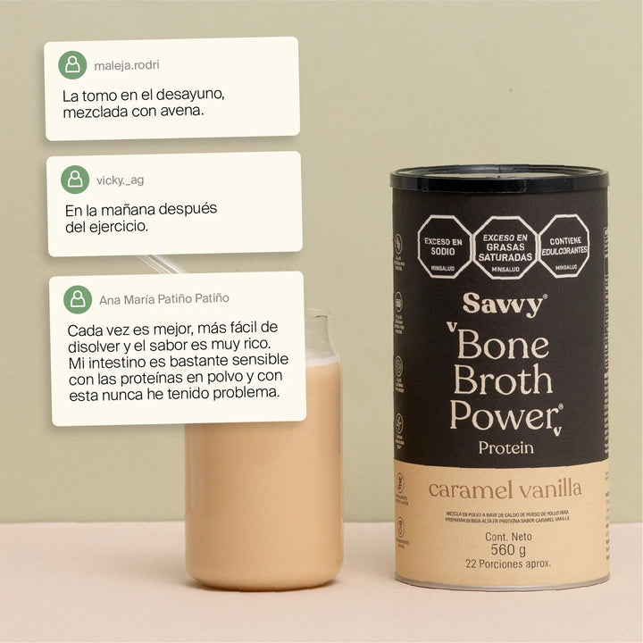 Proteína Savvy Caramel Vanilla Bone Broth 560g - Imagen 8