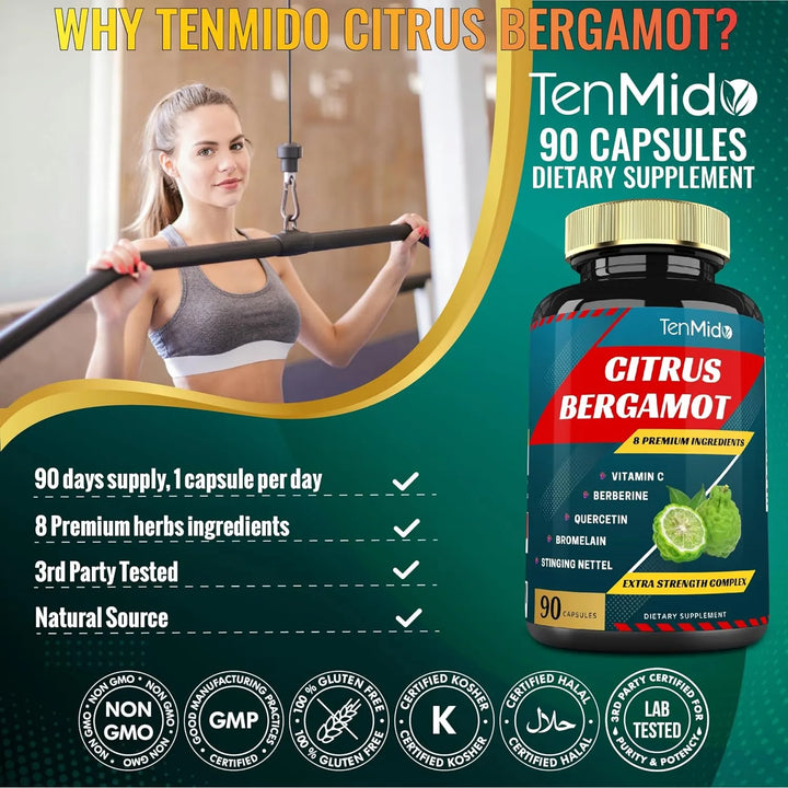 Cápsulas De Extracto De Bergamota Con Vitamina C Berberina Q - Imagen 8