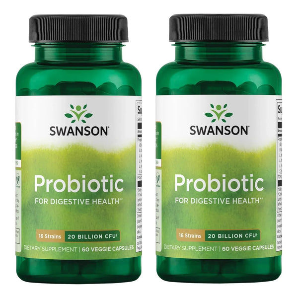 Probiótico Digestivo 20 Mil Millones UFC Con Prebiótico Swanson 60 Cápsulas X2