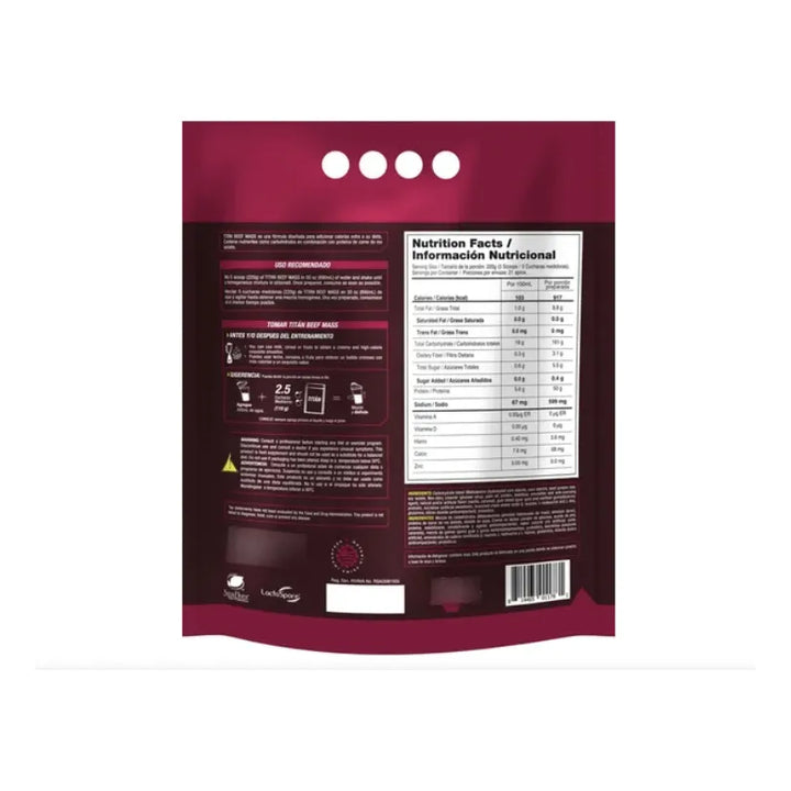 Proteina De Carne Titan Beef Mass 10lbs Vitanas Vainilla - Imagen 2