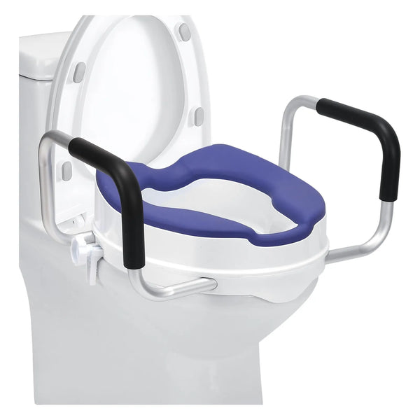 Asiento Elevador Para Inodoro Con Asas Acolchado Tpr Y Aluminio 4 Pulgadas
