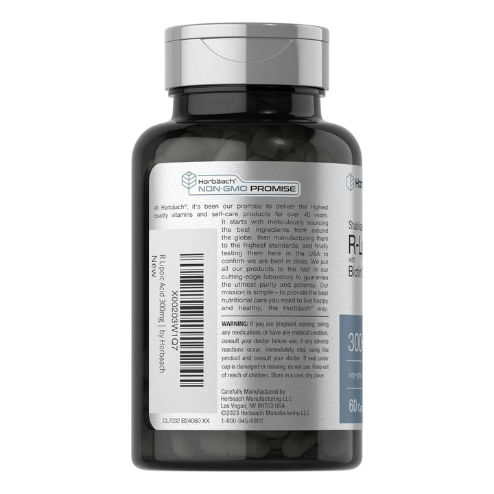 Ácido R-lipoico Estabilizado 300 Mg 60 Cápsulas Biotina - Imagen 3