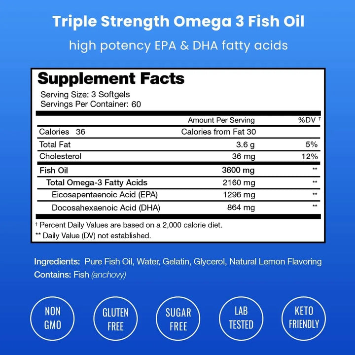 Aceite De Pescado Omega 3 3600 Mg Epa Dha Alta Potencia Apoy - Imagen 3