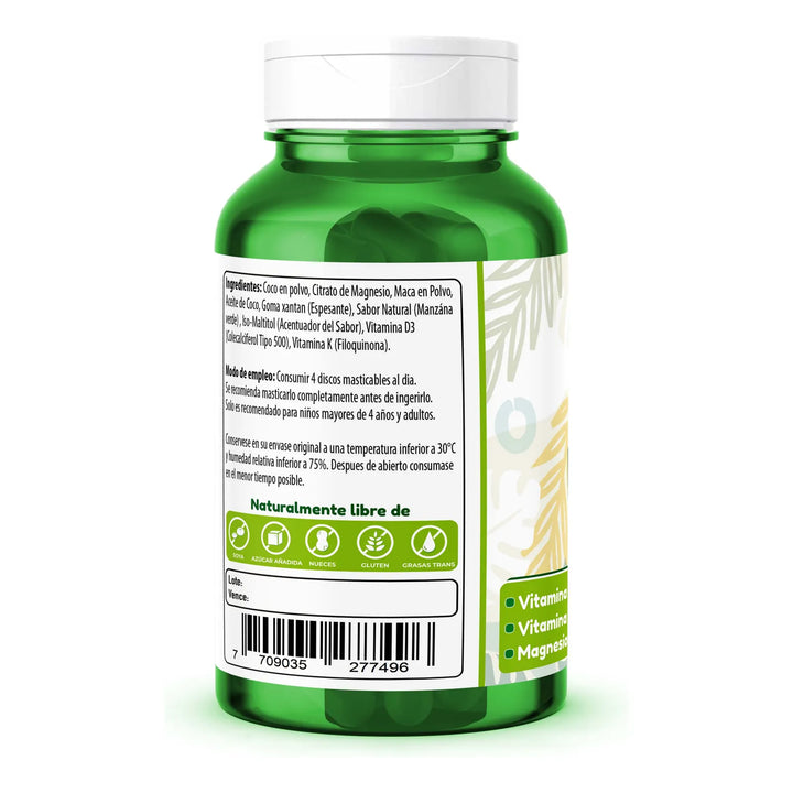 Magnesio + Vitamina D3 + K 180tabs Manzana Verde - Imagen 2