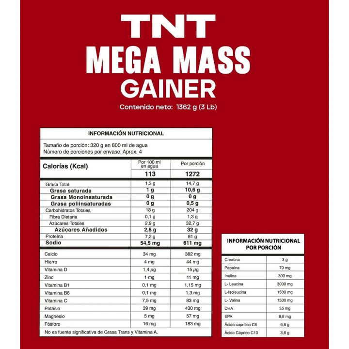 Proteina Mega Mass Gainer 3 Lb - Imagen 2