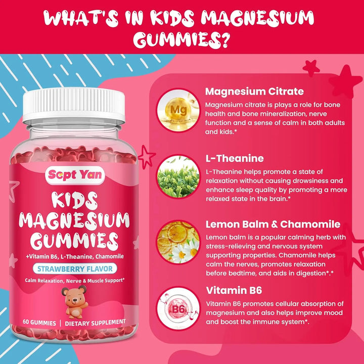 Gomitas De Magnesio Para Niños Sabor Fresa Con Vitamina B6 L - Imagen 2