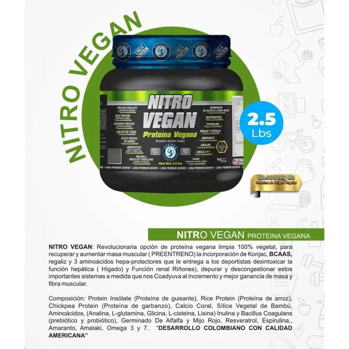 Proteína Vegana Nitro 2.5lbs Mandarina Brownie Gourmet - Imagen 2