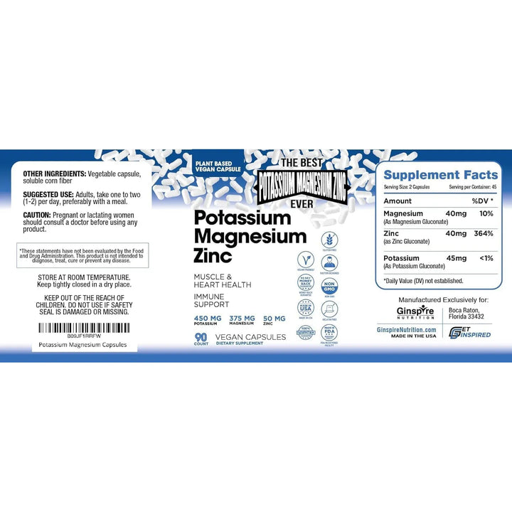 Cápsulas De Magnesio Potasio Y Zinc Para Salud Vascular 90 U - Imagen 2