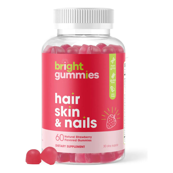 Bright Gummies Cabello Piel Uñas 5000 Mcg Biotina Sabor Fresa Vegano