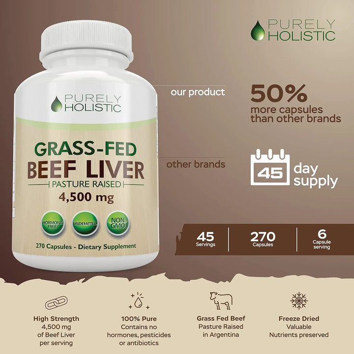 Cápsulas De Hígado De Carne Alimentada Con Pasto 4500 Mg 270 - Imagen 2