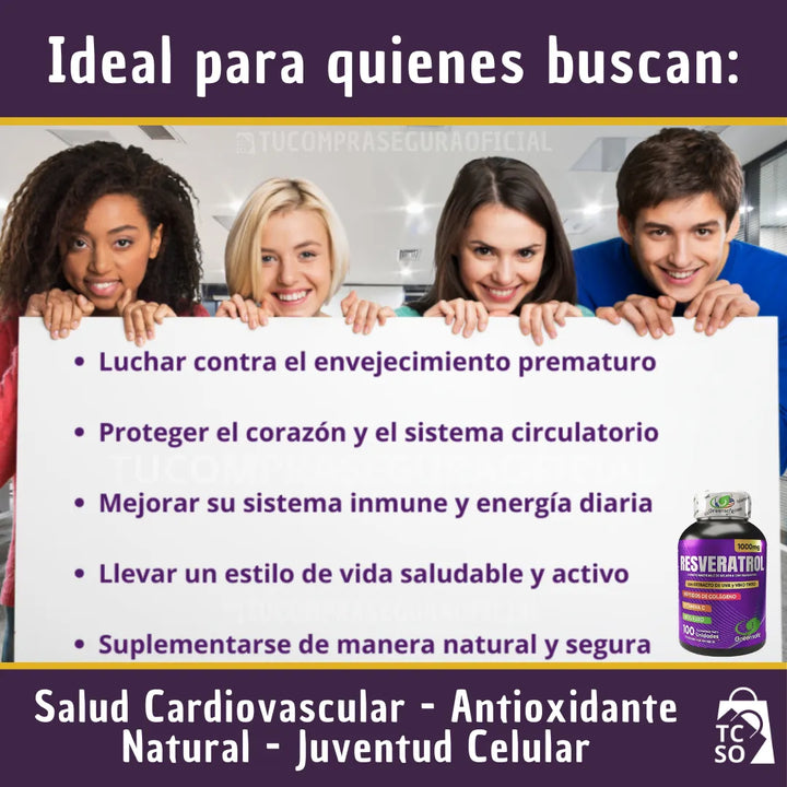 Resveratrol Americano Antioxidante Péptidos De Colágeno Vitamina C Y D Anti Edad Corazón Piel Salud Celular Natural - Imagen 6