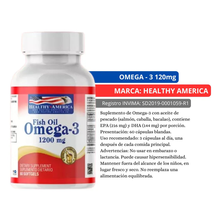 Omega 3 Fish Oil 1200mg X 60 - Imagen 2