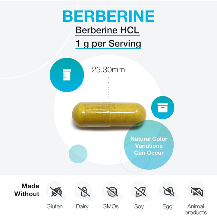 Berberina 500 Mg Metabolismo Apoyo Inmunológico Hcl Bajo Áci - Imagen 2