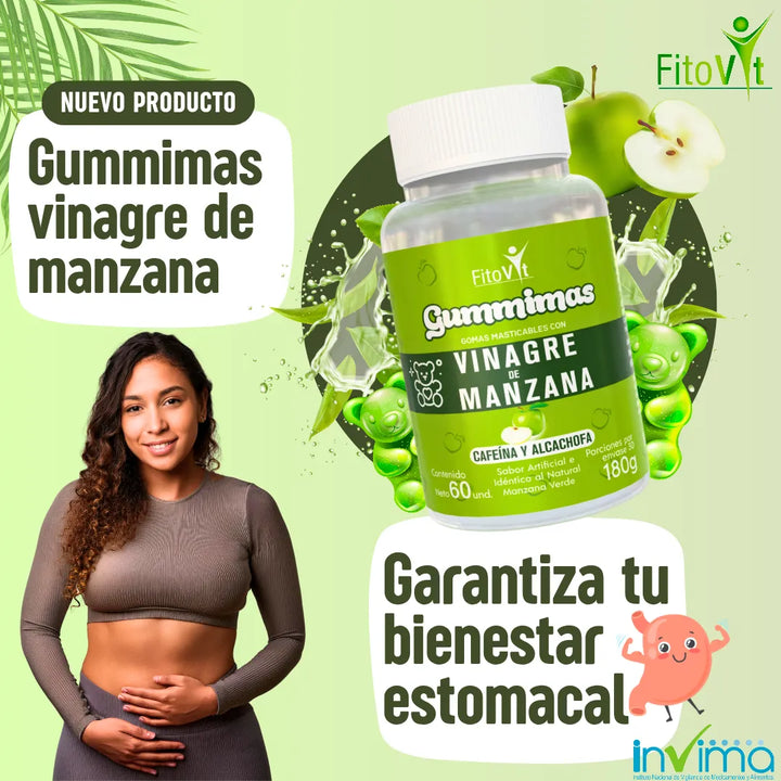 Vinagre De Manzana Con Cafeina Y Alcachofa En Gomas Adelgaza Manzana Verde - Imagen 7
