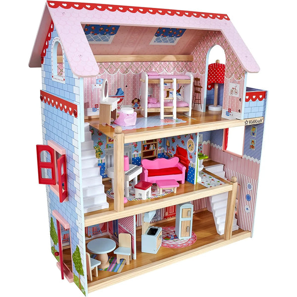 Casa De Muñecas Kidkraft Chelsea Doll Cottage De Madera Con Muebles