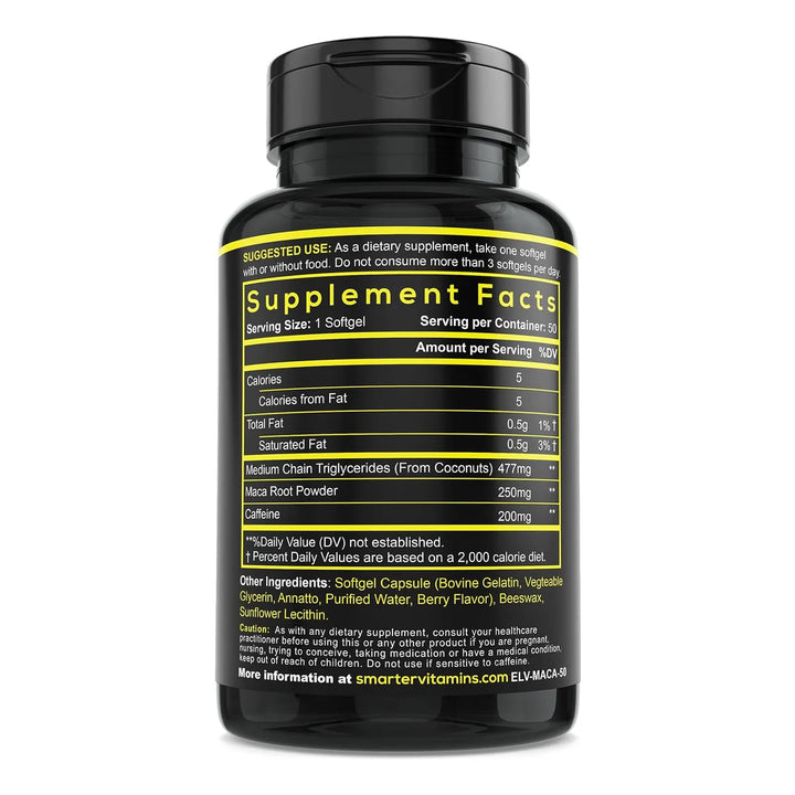 Píldoras Energéticas 200 Mg Cafeína Aceite Mct Coco Y Raíz D - Imagen 2