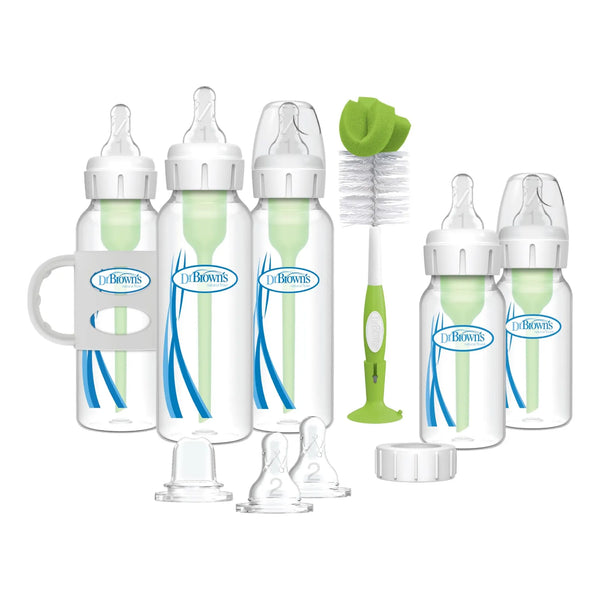 Set De Botellas Anticolicos Dr Browns Natural Flow Con Boquilla Y Asas Regalo Ideal