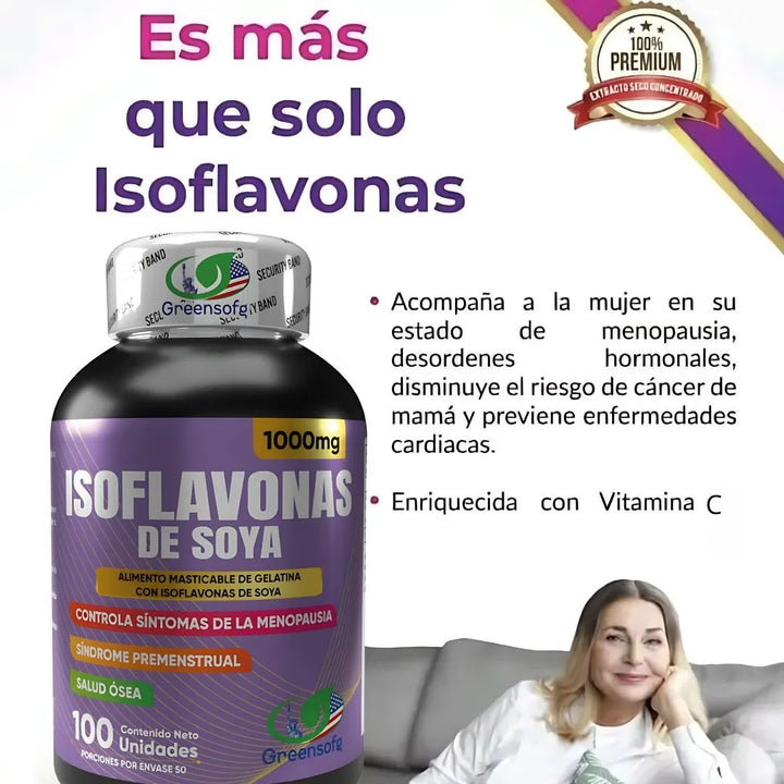Isoflavonas De Soya Regulador Hormonal Menopausia Fem 1000mg - Imagen 7