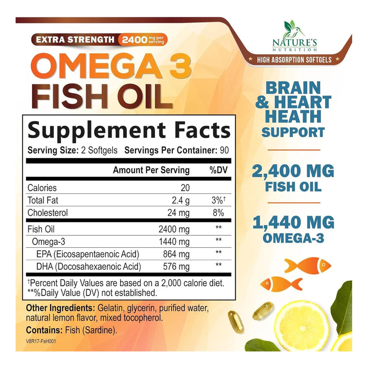 Aceite De Pescado Omega 3 2400 Mg En Cápsulas Blandas Para S - Imagen 2