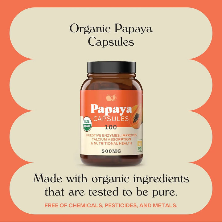 Cápsulas De Papaína Orgánica 500 Mg 100 Unidades Para Digest - Imagen 6