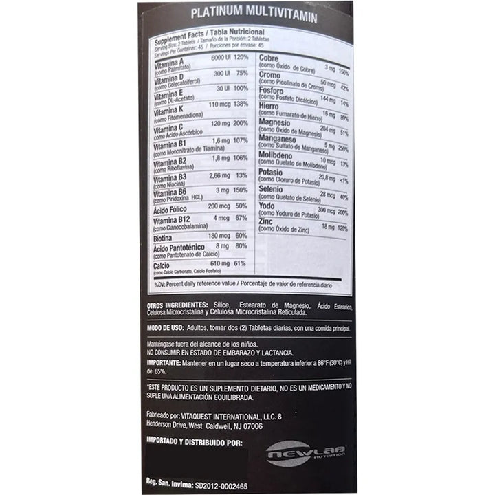 Platinum Multivitamin Muscletech Multivitaminico Vitamina - Imagen 2