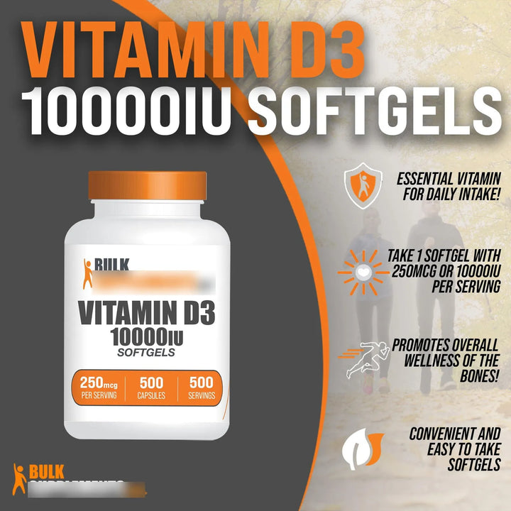 Vitamina D3 10000ui Colecalciferol 250mcg Softgels Suministr - Imagen 3