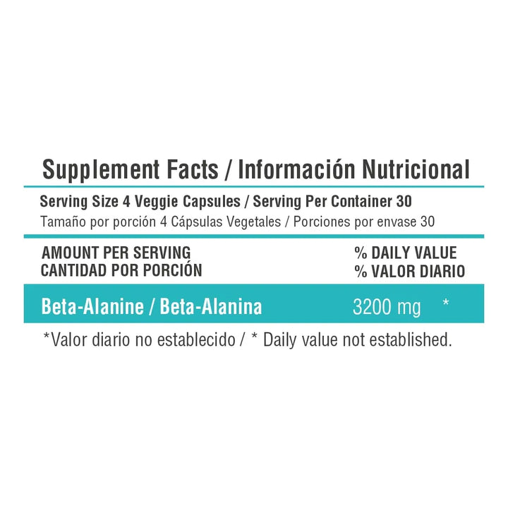 Beta Alanine 3200mg X 120 Caps Sin Sabor - Imagen 3