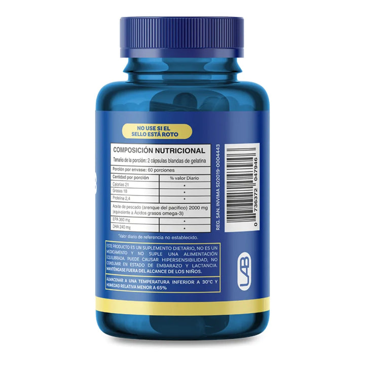 Omega 3 Fish Oil  X 120 Capsula Sin Sabor - Imagen 3
