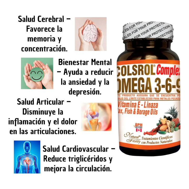 Colsrol Omega Complex 3-6-9  2 Fracos X60 Sin Sabor - Imagen 2