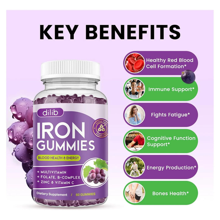 Gomitas De Hierro Multivitamínicas Con Zinc Complejo B Y C B - Imagen 3
