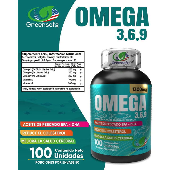 Omega 3, 6 & 9 Epa Dha 1300mg Puro Americano Natural - Imagen 2