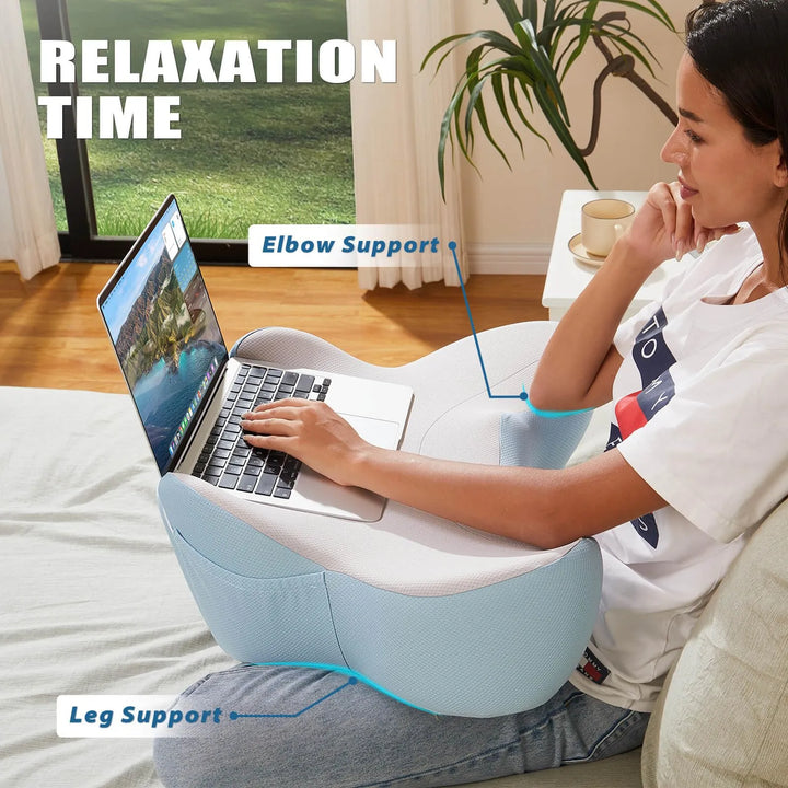 Almohada De Lectura Suave Para Regazo Escritorio Portátil Al Azul-gris - Imagen 5