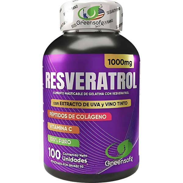 Resveratrol1000mg Con Colágeno Vitamina Cye Extracto De Uva Y Vino Tinto Antioxidante Natural Salud Celular Cardiovascular 100unidades Invima Original - Imagen 1