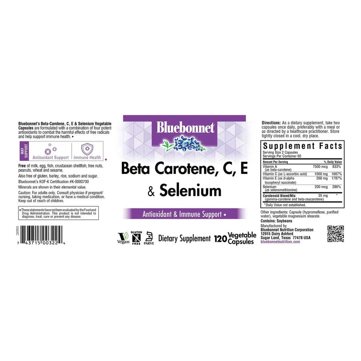 Cápsulas De Selenio Beta Carotenos Vitaminas C Y E 120 Unida - Imagen 2