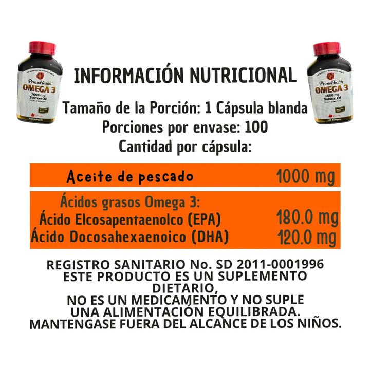 Omega 3 Prime Health X100 1000mg - Imagen 3