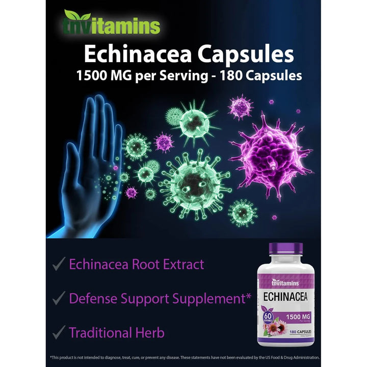 Cápsulas De Equinácea 1500 Mg 180 Cápsulas Apoyo Salud Biene - Imagen 4