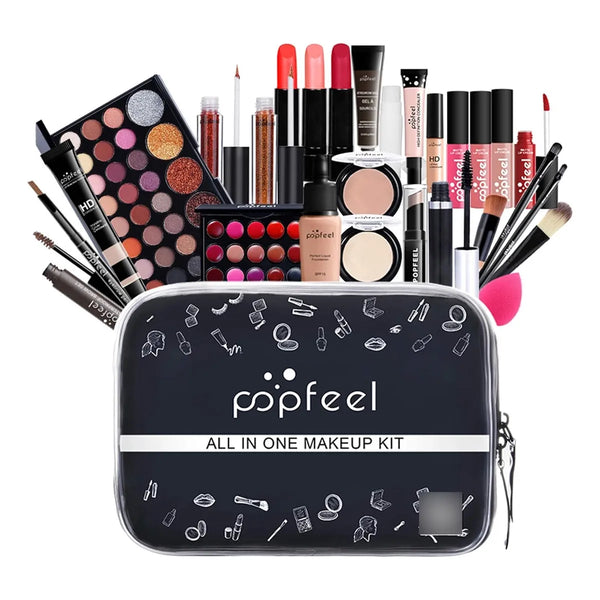 Kit Maquillaje 28 Piezas Sombras Labiales Brochas Regalo Navidad