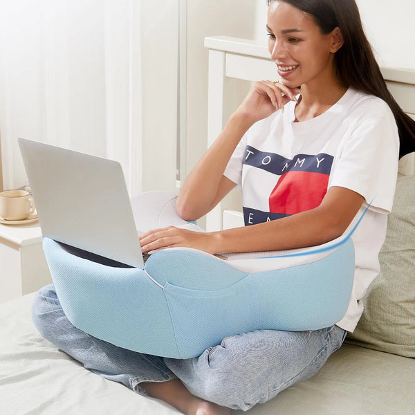 Almohada De Lectura Suave Para Regazo Escritorio Portátil Al Azul-gris - Imagen 1