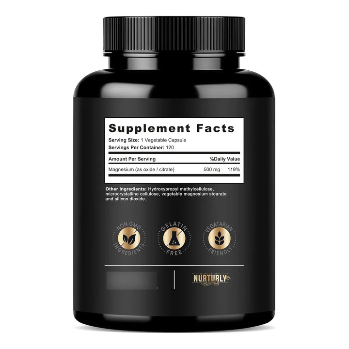 Magnesio Complex 500mg Óxido Y Citrato Óseo Muscular 120 Cap - Imagen 3