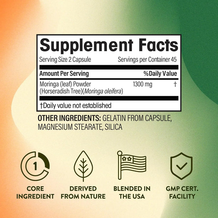 Cápsulas De Moringa Oleifera 1300mg Puras 90 Unidades - Imagen 3