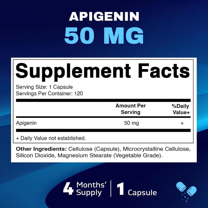 Apigenina 50 Mg 120 Cápsulas Naturales Efecto Antiinflamator - Imagen 2