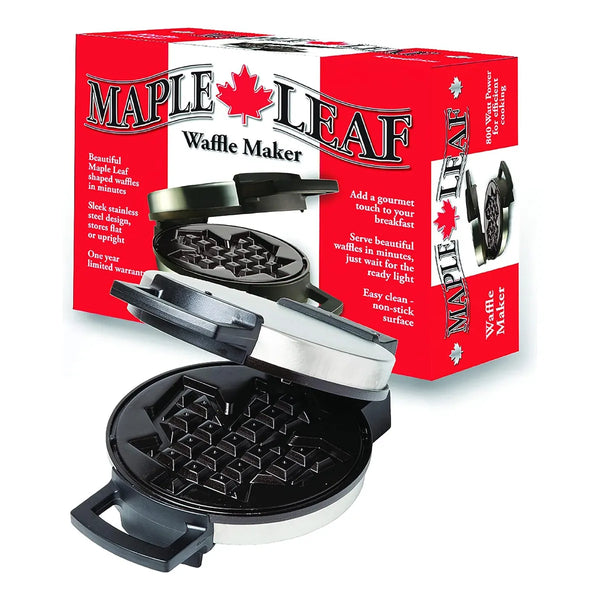 Máquina Gofres Belga Hoja De Arce Antiadherente 800W Para Desayunos Gourmet