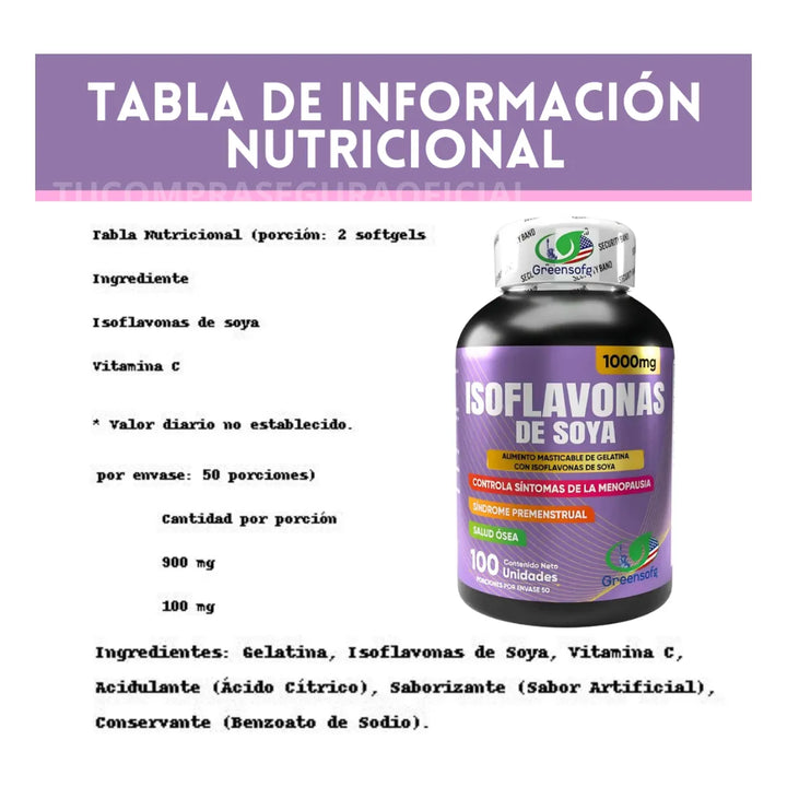 Isoflavonas De Soya Menopausia Síntomas Premenstruales Salud Ósea Hormonal Natural Mujer Original - Imagen 9