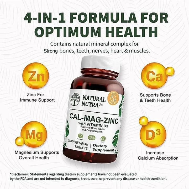Calcio Magnesio Zinc Vitamina D3 Complejo Mineral Esencial 2 - Imagen 4