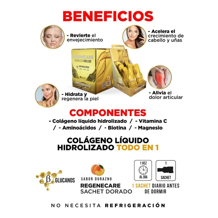 Colágeno Sachet Dorado Durazno - Imagen 3