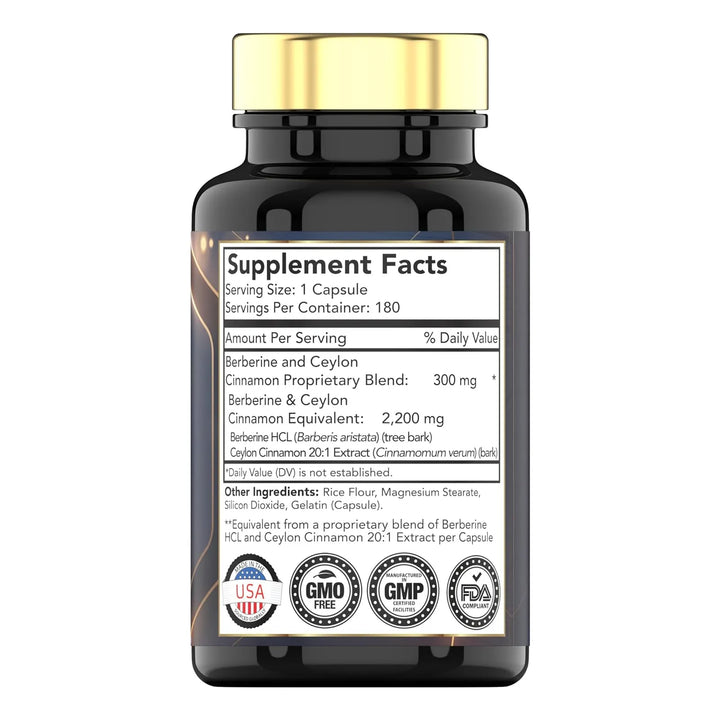 Berberina Canela De Ceilán 2200 Mg Por Cápsula 180 Cápsulas - Imagen 2