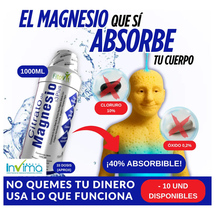 Citrato De Magnesio S3 Plus Con Calcio Y Colágeno Hidrolizado 1000ml Frutos Amarillos - Imagen 4