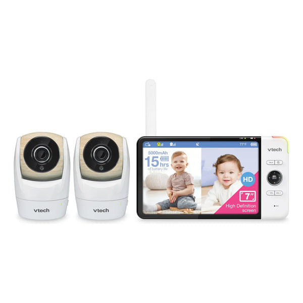 Monitor Bebé 7 Pulgadas HD 2 Cámaras Visión Nocturna 360° Alcance 1000 Pies