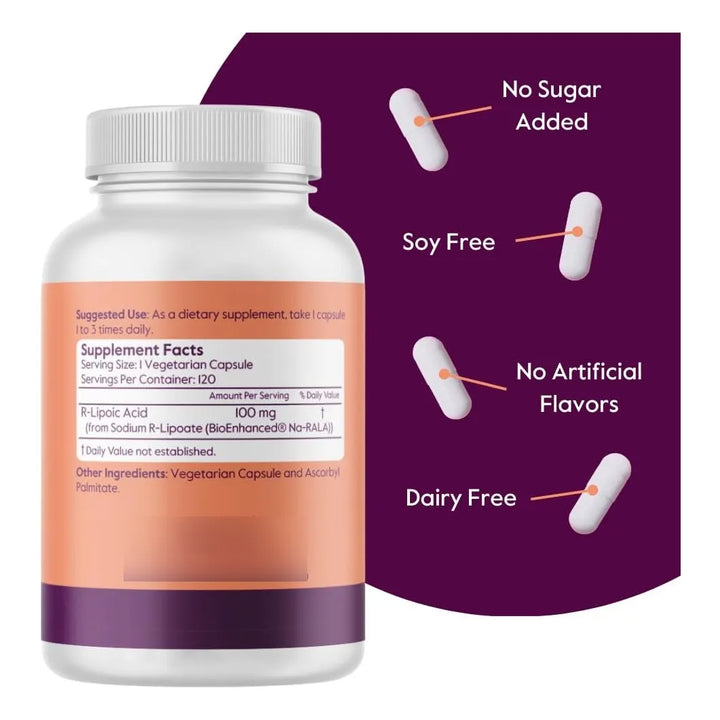 Ácido R-lipoico 100 Mg 120 Cápsulas Estabilizadas Na-rla Bio - Imagen 2